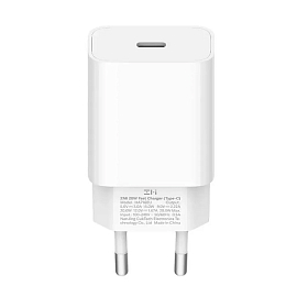 Зарядное устройство сетевое с Type-C входом 3А 20W ZMI HA716EU (быстрая зарядка PD) белое