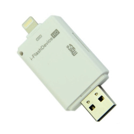 Адаптер Apple Lightning - USB с microSD картридером для iPhone, iPod, iPad i-Flash HD