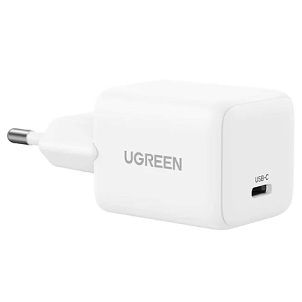 Зарядное устройство сетевое Type-C 20W Ugreen X512 Mini GaN (быстрая зарядка PD, QC) белое