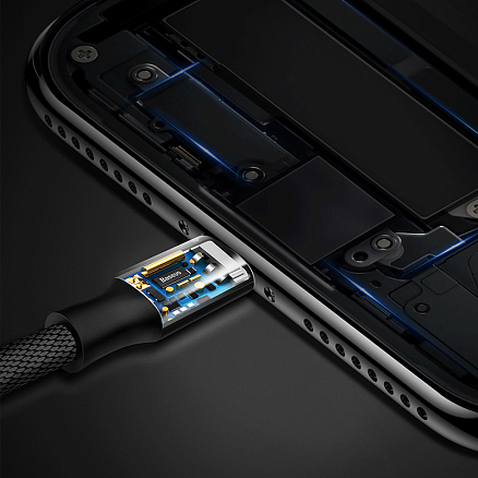 Кабель USB - MicroUSB для зарядки 1 м 2A плетеный Baseus Yiven черный