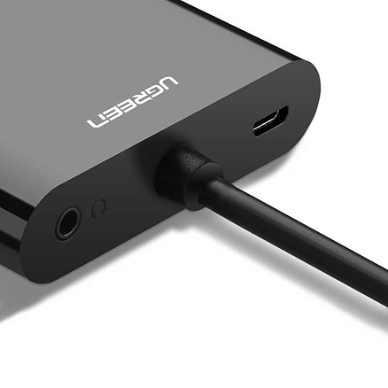 Преобразователь HDMI - VGA + Audio, HDMI (папа - мама, мама) с кабелем Ugreen CM101 черный