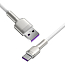 Кабель Type-C - USB для зарядки 1 м плетеный 6А 66W Baseus Cafule Metal Data CAKF000102 (быстрая зарядка) белый