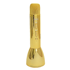 Микрофон беспроводной для караоке с динамиком Remax RMK-K03 золотистый