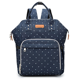 Рюкзак (сумка) Ankommling LD22 для мамы с отделением для бутылочек темно-синий в горошек