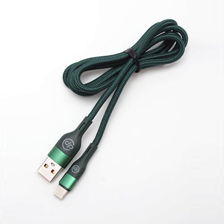 Кабель USB - Lightning для зарядки iPhone 1 м 3A плетеный Digitalpart LC-309 зеленый