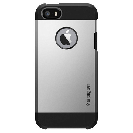Чехол для iPhone 5, 5S, SE гибридный для экстремальной защиты Spigen SGP Tough Armor серебристый