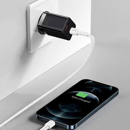 Зарядное устройство сетевое с USB и Type-C 30W Baseus Super Si Pro (быстрая зарядка QC, PD) черное