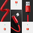 Кабель USB - Lightning для зарядки iPhone 1 м 2.4А MFi с угловым Lightning плетеный Ugreen US299 красный