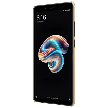Чехол для Xiaomi Redmi Note 5 (global), Redmi Note 5 Pro пластиковый тонкий Nillkin Super Frosted золотистый