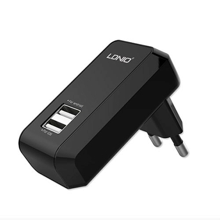 Зарядное устройство сетевое с двумя USB входами 2.1А Ldnio DL-AC60 черное