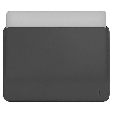 Чехол для Apple MacBook Pro 15 A1707, A1990, A1398, A1286, A1260, A1226, A1211 кожаный футляр WiWU Skin Pro II темно-серый