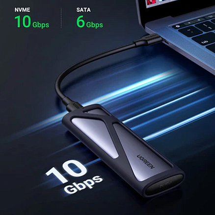 Корпус для SSD M.2 диска USB 3.2 Gen1 Type-A, USB 3.2 Gen1 Type-C (10 Gbps) Ugreen CM400 серый