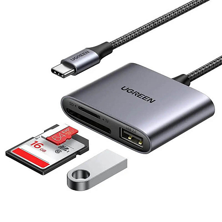 Картридер Type-C универсальный Ugreen CM387 серый