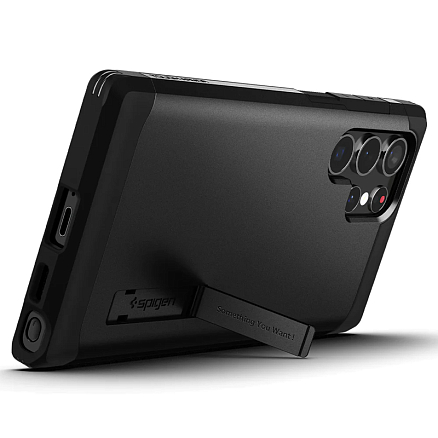 Чехол для Samsung Galaxy S22 Ultra гибридный для экстремальной защиты Spigen Tough Armor черный