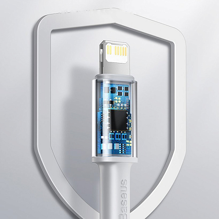 Кабель Type-C - Lightning для зарядки 2 м 20W плетеный Baseus High Density (быстрая зарядка PD) белый