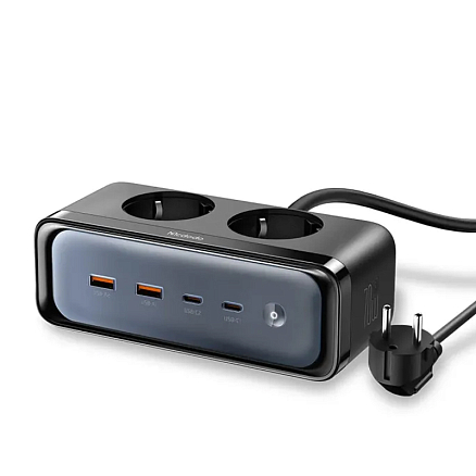 Сетевой фильтр на 2 розетки, 2 USB, 2 Type-C 70W GaN длина 1.5 м McDodo CH-4610 (быстрая зарядка QC, PD) черный