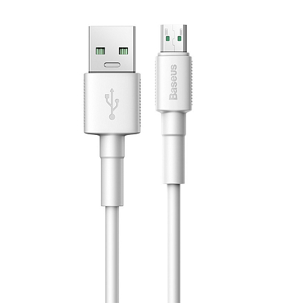 Кабель USB - MicroUSB для зарядки 1 м 4А 20W Baseus Mini White (быстрая зарядка QC) белый
