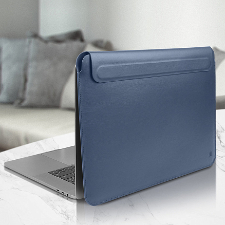Чехол для Apple MacBook Air 13 A1466, A1369 кожаный футляр WiWU Skin Pro II темно-синий