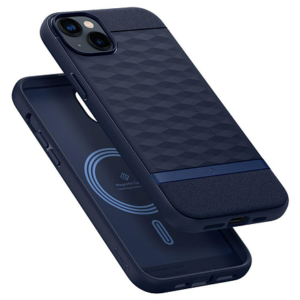 Чехол для iPhone 14 Plus гибридный Spigen Caseology Parallax MagSafe синий