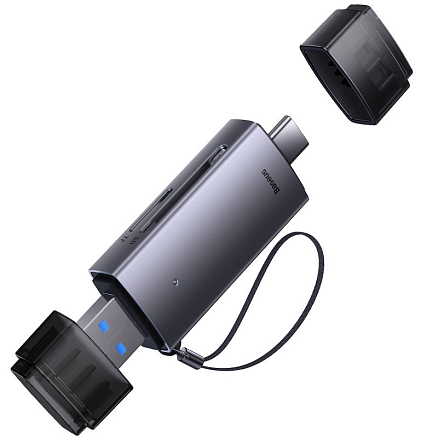 Картридер USB, Type-C - SD, microSD Baseus Lite серый