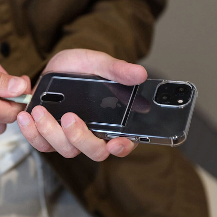 Чехол для iPhone 16 Pro Max гелевый с карманом для карты Rocket Clear Plus прозрачный