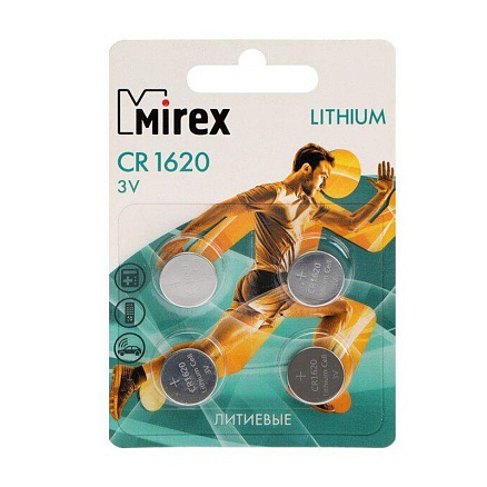 Батарейка CR1620 литиевая Mirex упаковка 4 шт.