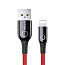Кабель USB - Lightning для зарядки iPhone 1 м 2.4A с автоотключением плетеный Baseus C-shaped красный