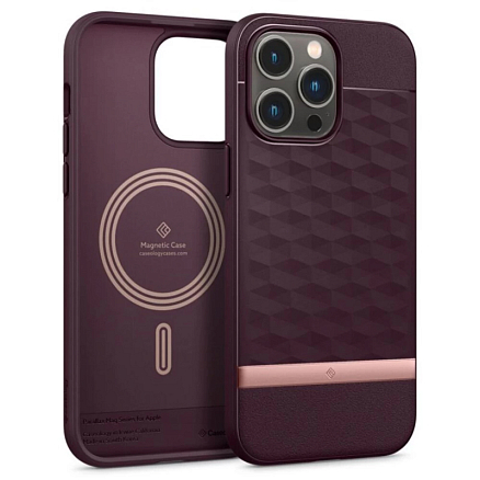 Чехол для iPhone 14 Pro Max гибридный Spigen Caseology Parallax MagSafe бордовый