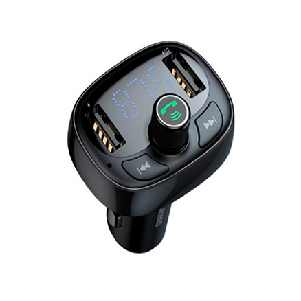 FM модулятор (трансмиттер) автомобильный Baseus S-09 с громкой связью и двумя USB (3.4A) для зарядки черный