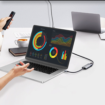 Хаб (разветвитель) Type-C - HDMI 2.1 4K (папа - мама) длина 20 см Ugreen CM491 серый