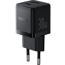 Зарядное устройство сетевое с USB и Type-C входами 3А 30W Baseus Palm (быстрая зарядка PD) черное