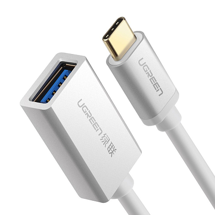 Переходник Type-C - USB 3.0 хост OTG длина 12 см Ugreen US154 белый