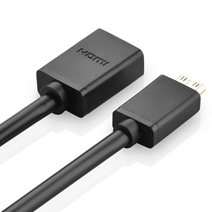 Кабель MiniHDMI - HDMI (папа - мама) длина 22 см версия 2.0 Ugreen 20137 черный