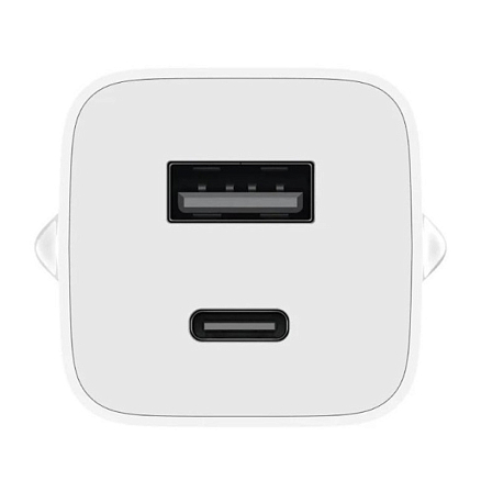Зарядное устройство сетевое Type-C, USB 65W 5А GaN с кабелем Xiaomi Mi AD652GEU (быстрая зарядка PD) белое