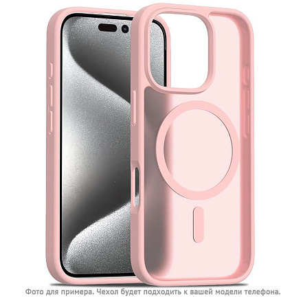 Чехол для iPhone 16 гибридный Matt Case MagSafe прозрачно-розовый