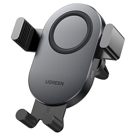 Держатель автомобильный в решетку обдува с беспроводной зарядкой (быстрая) и автоматическим зажимом Ugreen CD256 темно-серый