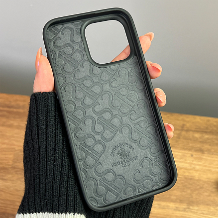 Чехол для iPhone 15 Pro кожаный Santa Barbara Polo & Racquet Club Clyde черный