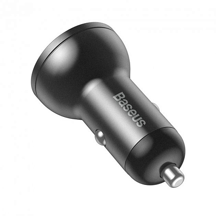 Зарядное устройство автомобильное с двумя USB входами 4.8A 24W Baseus Digital Display серое
