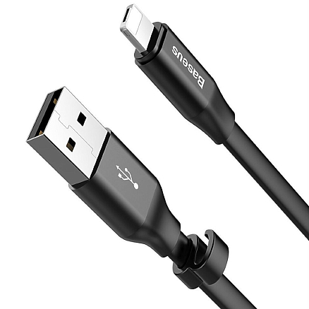 Кабель USB - MicroUSB, Lightning для зарядки 23 см 2А плоский Baseus Portable черный