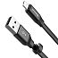 Кабель USB - MicroUSB, Lightning для зарядки 23 см 2А плоский Baseus Portable черный