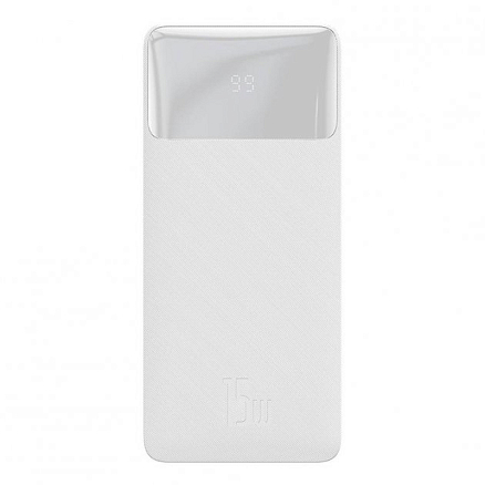 Внешний аккумулятор Baseus Bipow Digital с дисплеем 20000мАч (USB, Type-C, ток 3А, быстрая зарядка PD, QC 3.0, 15Вт) белый