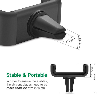 Держатель автомобильный в решетку обдува Ugreen LP120 черный