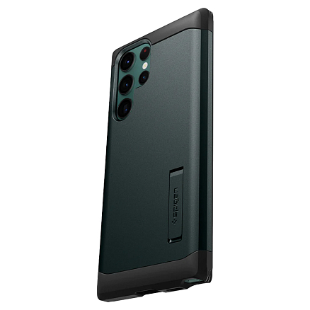 Чехол для Samsung Galaxy S22 Ultra гибридный для экстремальной защиты Spigen Tough Armor зеленый