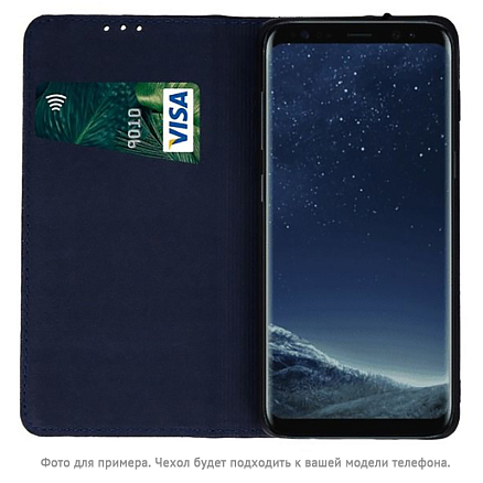 Чехол для Samsung Galaxy A02s из натуральной кожи - книжка GreenGo Smart Pro темно-синий