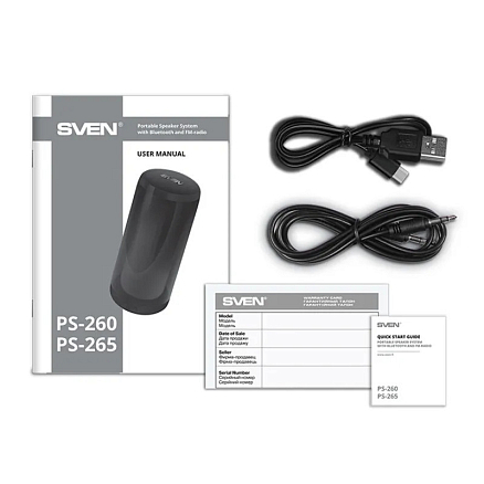 Портативная акустическая система Sven PS-265 с подсветкой, FM-радио, USB, MicroSD белая