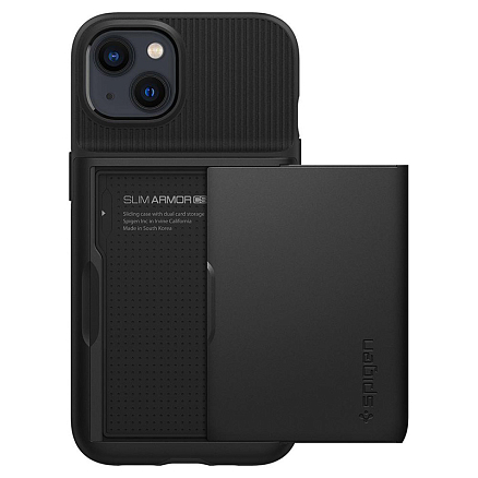 Чехол для iPhone 13 гибридный со слотом для карты Spigen Slim Armor CS черный