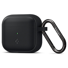 Чехол для наушников AirPods 3 силиконовый с карабином Spigen Silicone Fit черный