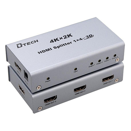 HDMI Splitter (разветвитель) на 4 порта 4Kx2K (1 HDMI вход на 4 HDMI выхода) Dtech DT-7144