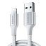 Кабель USB - Lightning для зарядки iPhone 1 м 2.4А MFi плетеный Ugreen US291 серебристый