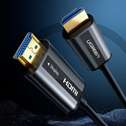 Кабель HDMI - HDMI (папа - папа) оптический длина 10 м версия 2.0 4K 60Hz Ugreen HD132 черный